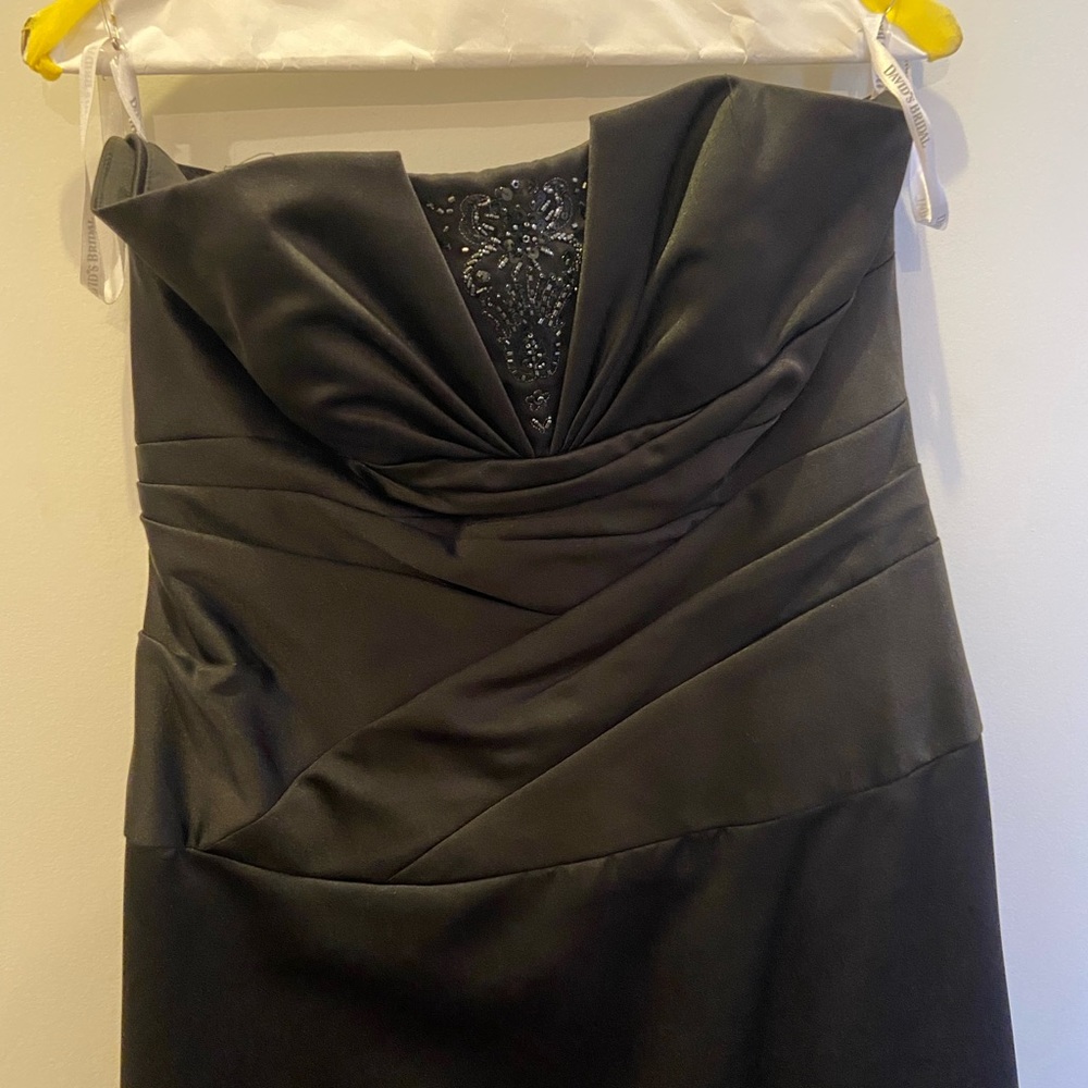 David’s bridal strapless black bridesmaid dress size 10